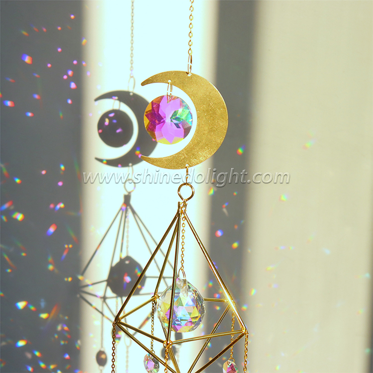 Crystal Hanging Decorations Window Hanging Ornament Crystal Prisms Pendant Window Rainbow Maker Sun Catchers with Chain(RGB)