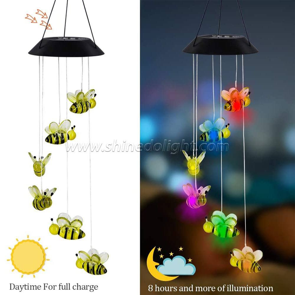 LED Solar Bee Wind Chime, 25