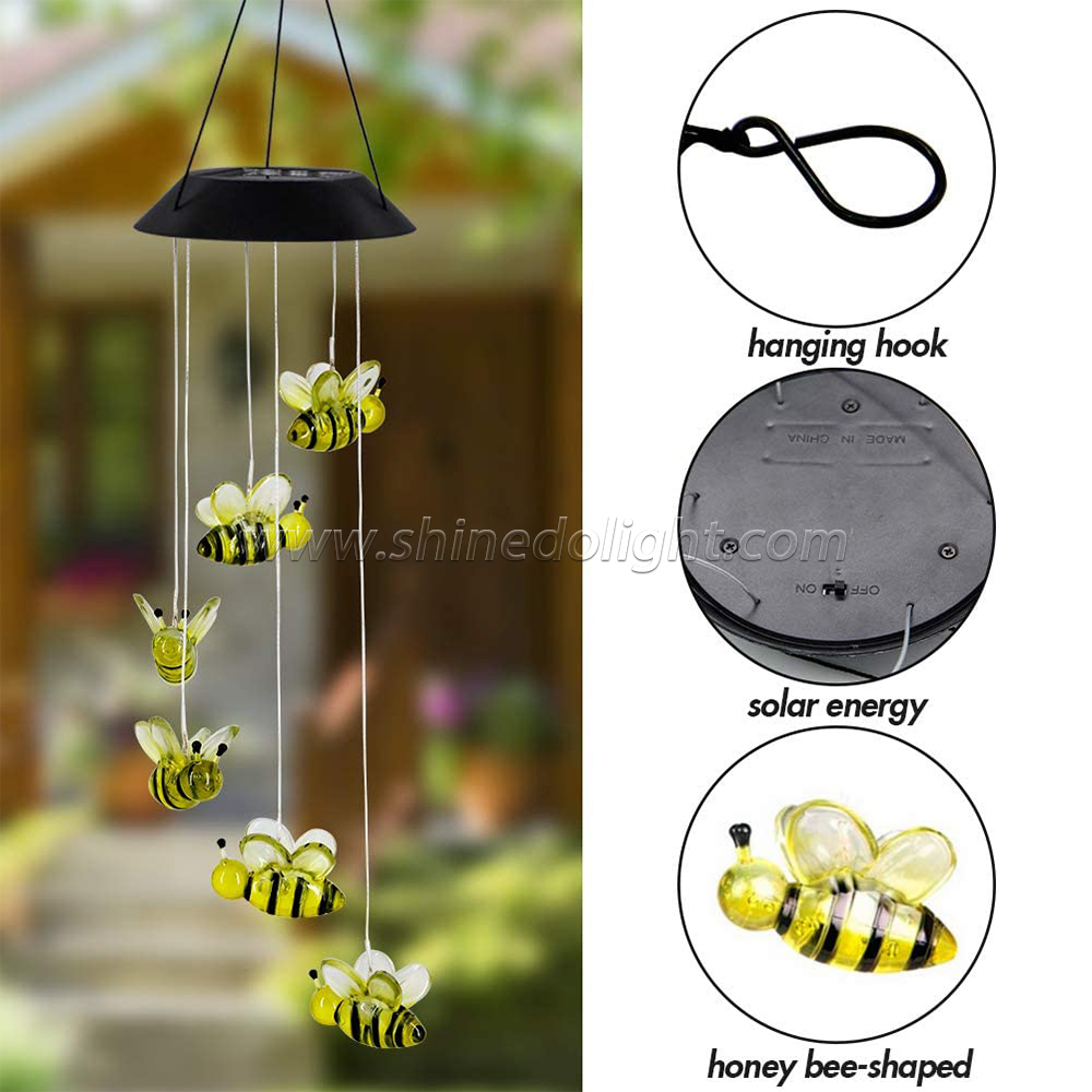 LED Solar Bee Wind Chime, 25