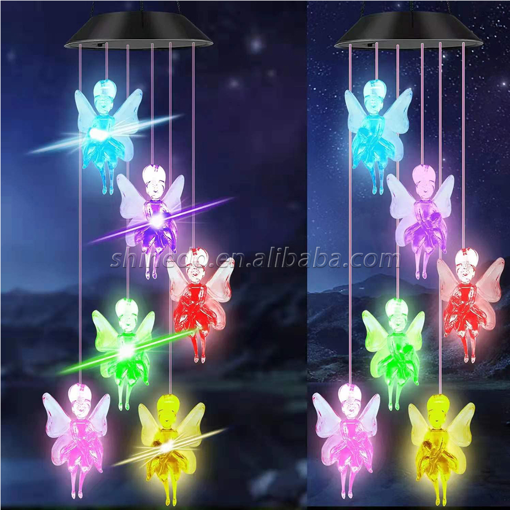 Tooth Fairy LED Solar Wind Chimes, Pink Wind Chime Outdoor Decoration