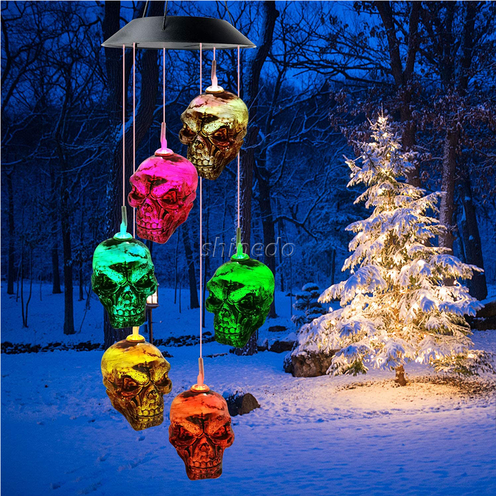 Skull Wind Chimes Solar Garden Light mom Gift Wind chimes Garden Gift Christmas Wind Chimes 
