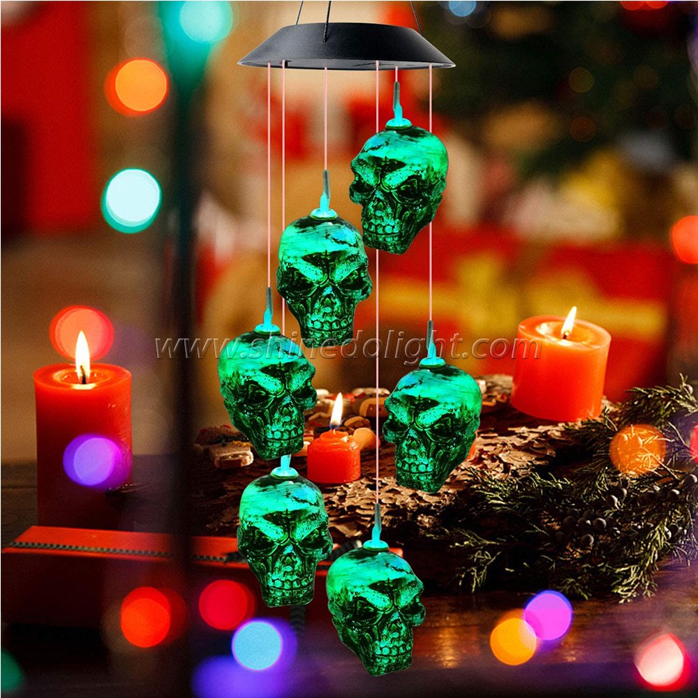 Skull Wind Chimes Solar Garden Light mom Gift Wind chimes Garden Gift Christmas Wind Chimes 