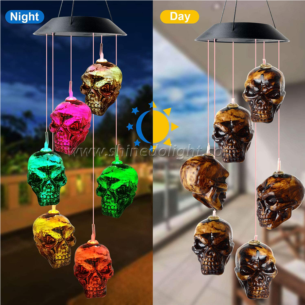 Skull Wind Chimes Solar Garden Light mom Gift Wind chimes Garden Gift Christmas Wind Chimes 