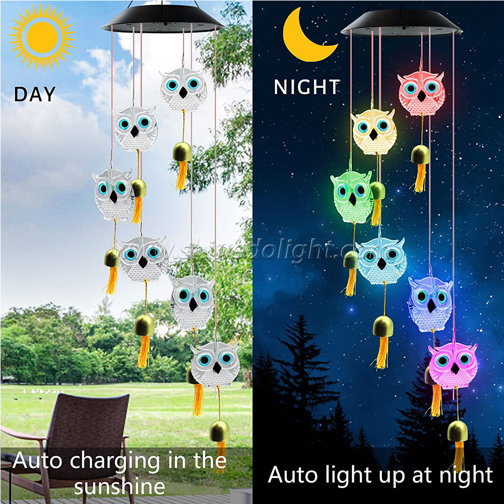 Solar Owl Wind Chimes, Thanksgiving/Christmas/Birthday Gifts for Mom/Grandma