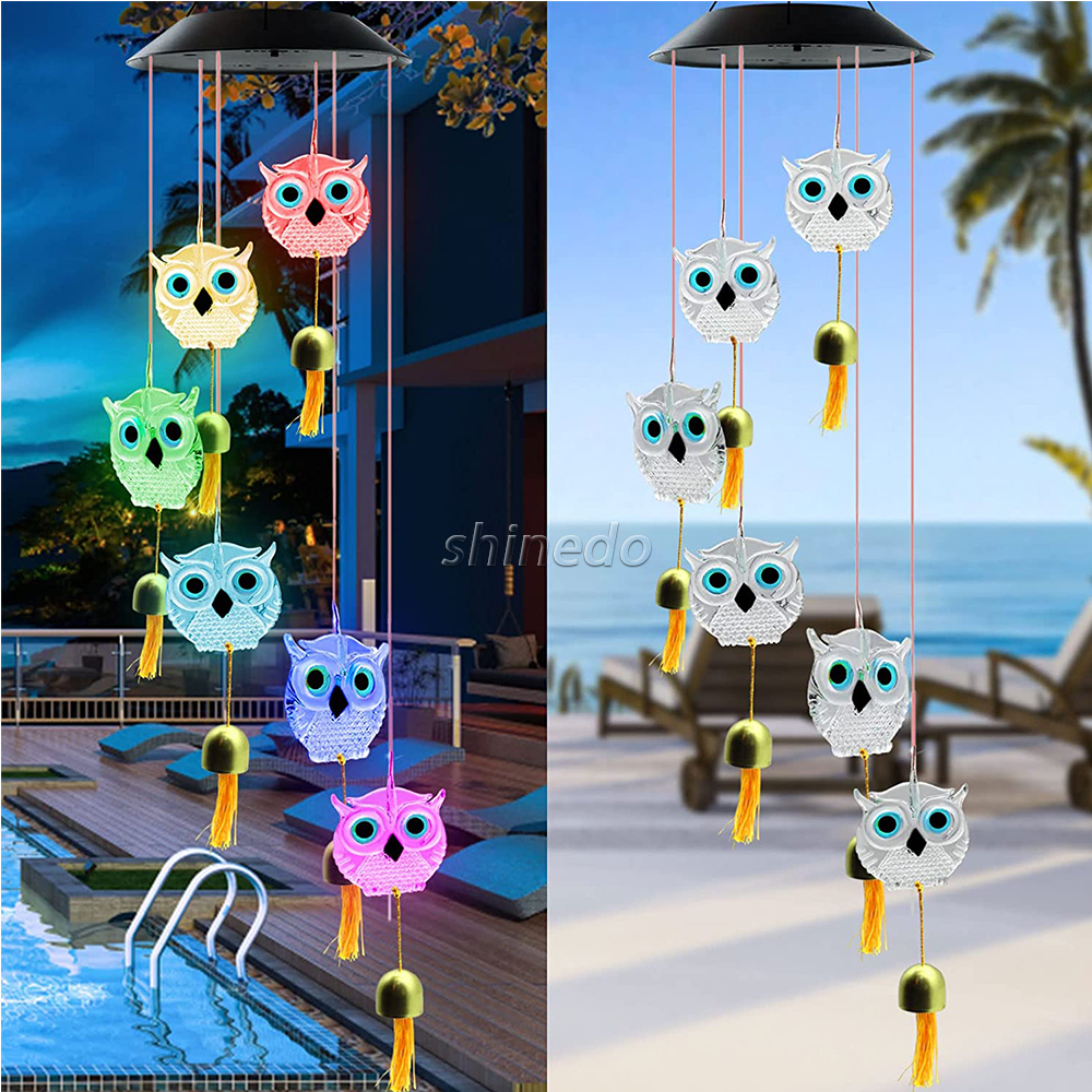 Solar Owl Wind Chimes, Thanksgiving/Christmas/Birthday Gifts for Mom/Grandma