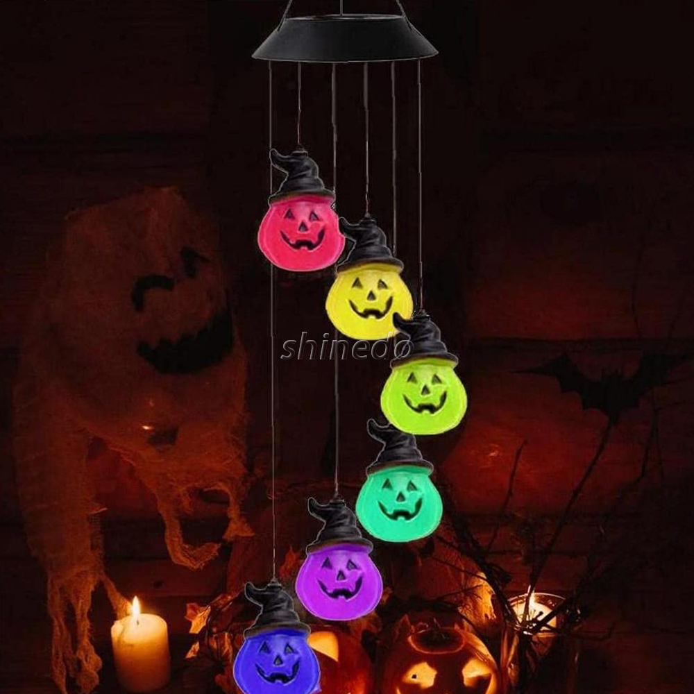 Solar Wind Chimes Light Waterproof Solar Halloween Pumpkin Wind Chime Led Pumpkin Wind Chimes Lamps