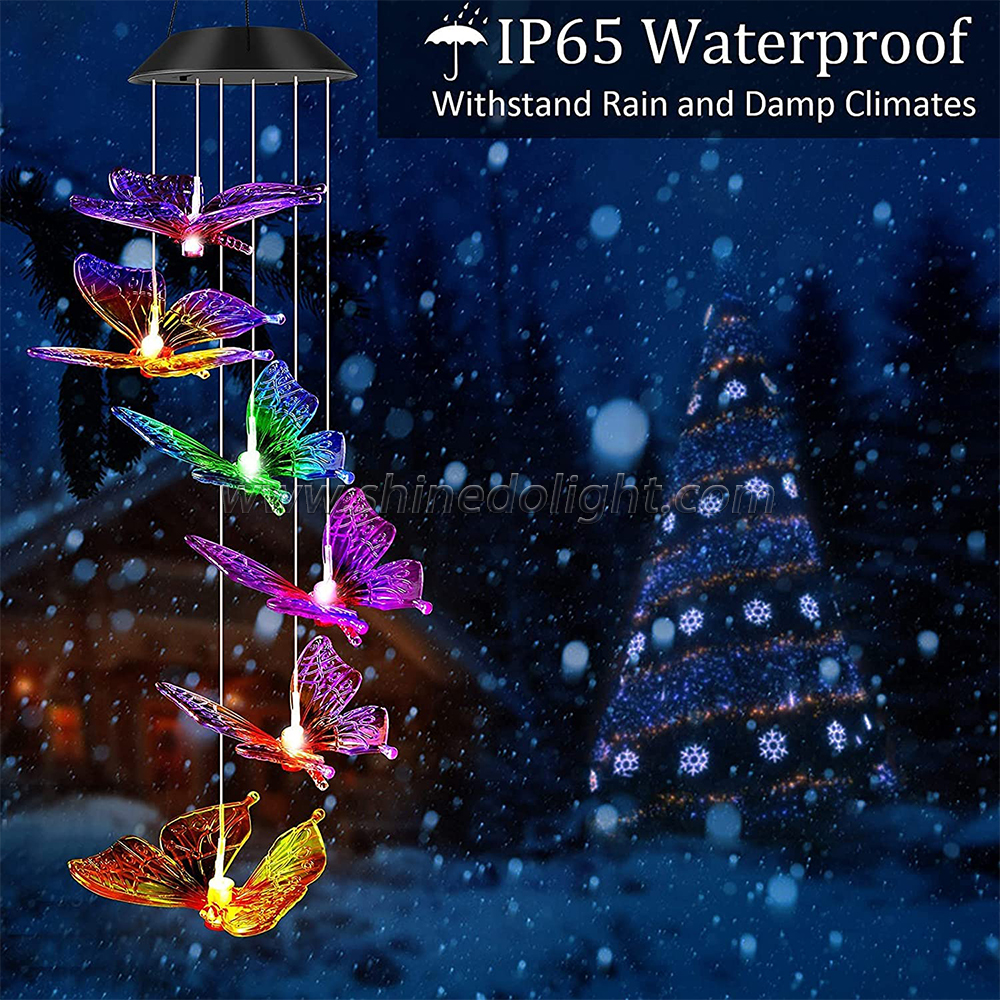 Butterfly Wind Chimes Outdoor, Color-Changing Waterproof LED Mobile Solar Powered Light for Home Party Yard Garden Decoration, Birthday Gifts for Women, Gifts for Mom Grandma Teacher