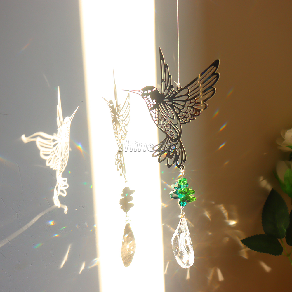 Handmade Hummingbird Crystal Prism Rainbow Maker Hanging Suncatcher