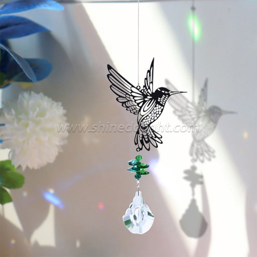 Handmade Hummingbird Crystal Prism Rainbow Maker Hanging Suncatcher