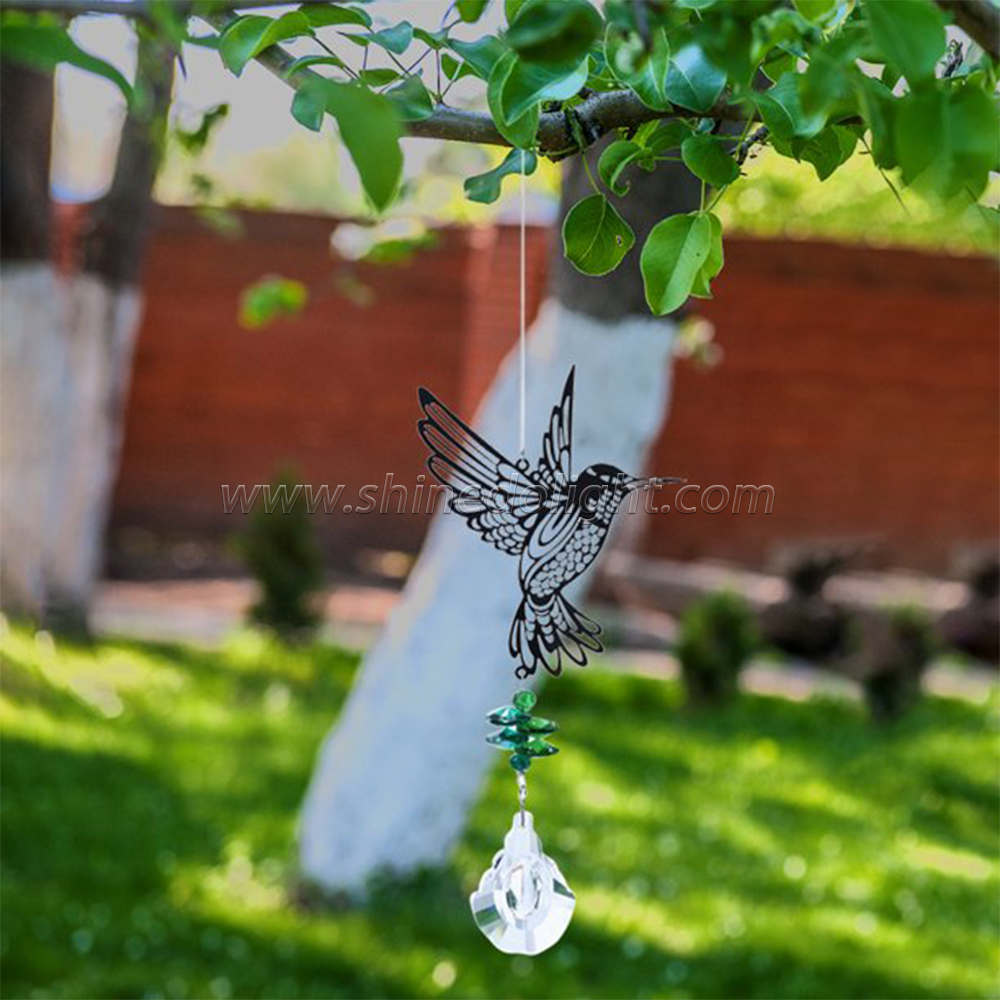 Handmade Hummingbird Crystal Prism Rainbow Maker Hanging Suncatcher