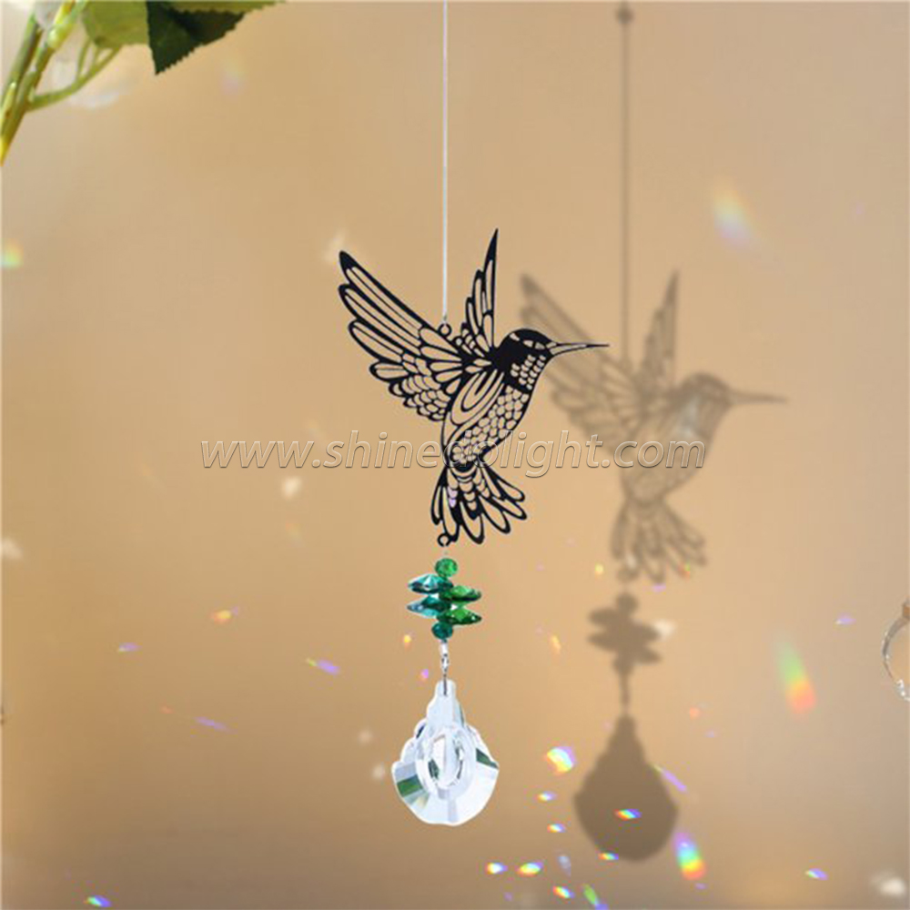 Handmade Hummingbird Crystal Prism Rainbow Maker Hanging Suncatcher