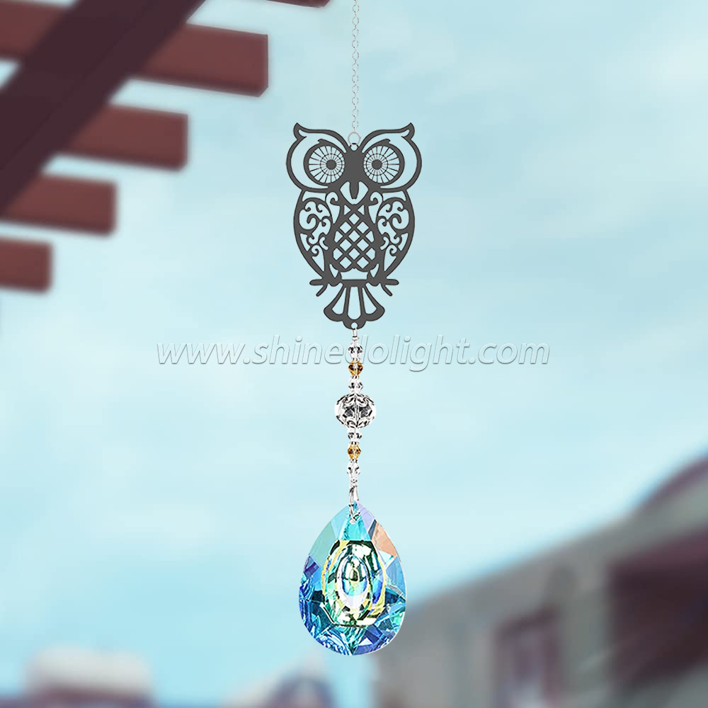 Crystal Suncatchers with Prisms Hanging Window Sun Catcher Decor Indoor Rainbow Maker Ornament Owl Prism Suncatchers