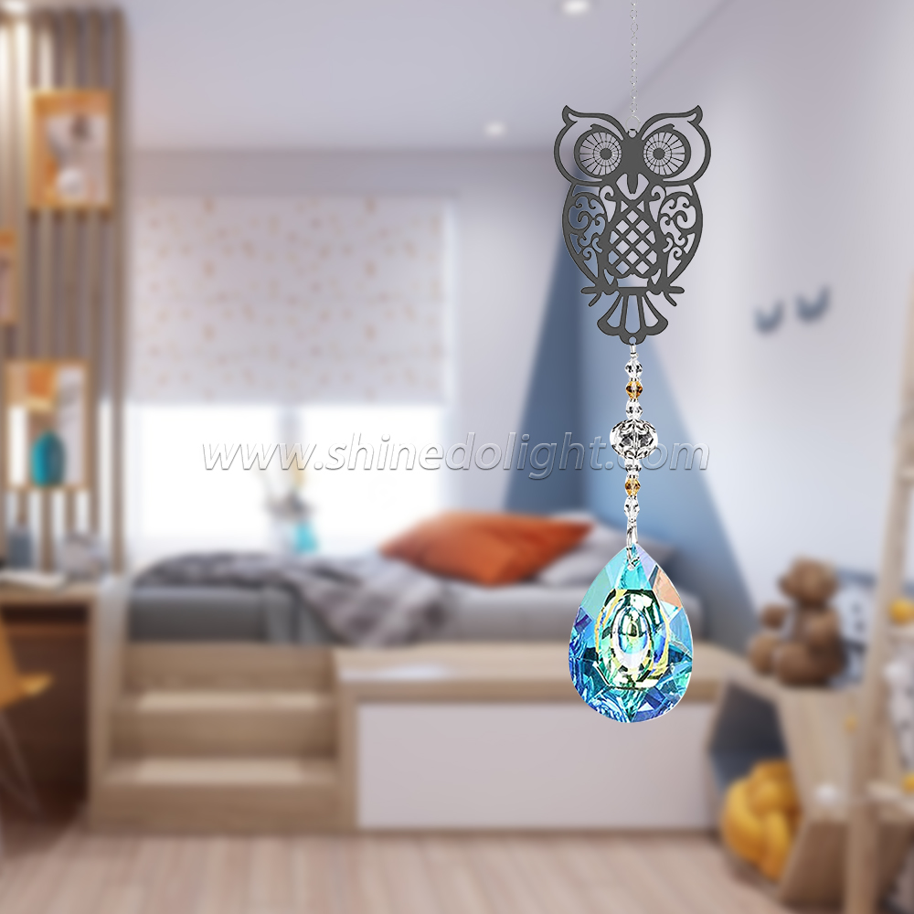 Crystal Suncatchers with Prisms Hanging Window Sun Catcher Decor Indoor Rainbow Maker Ornament Owl Prism Suncatchers