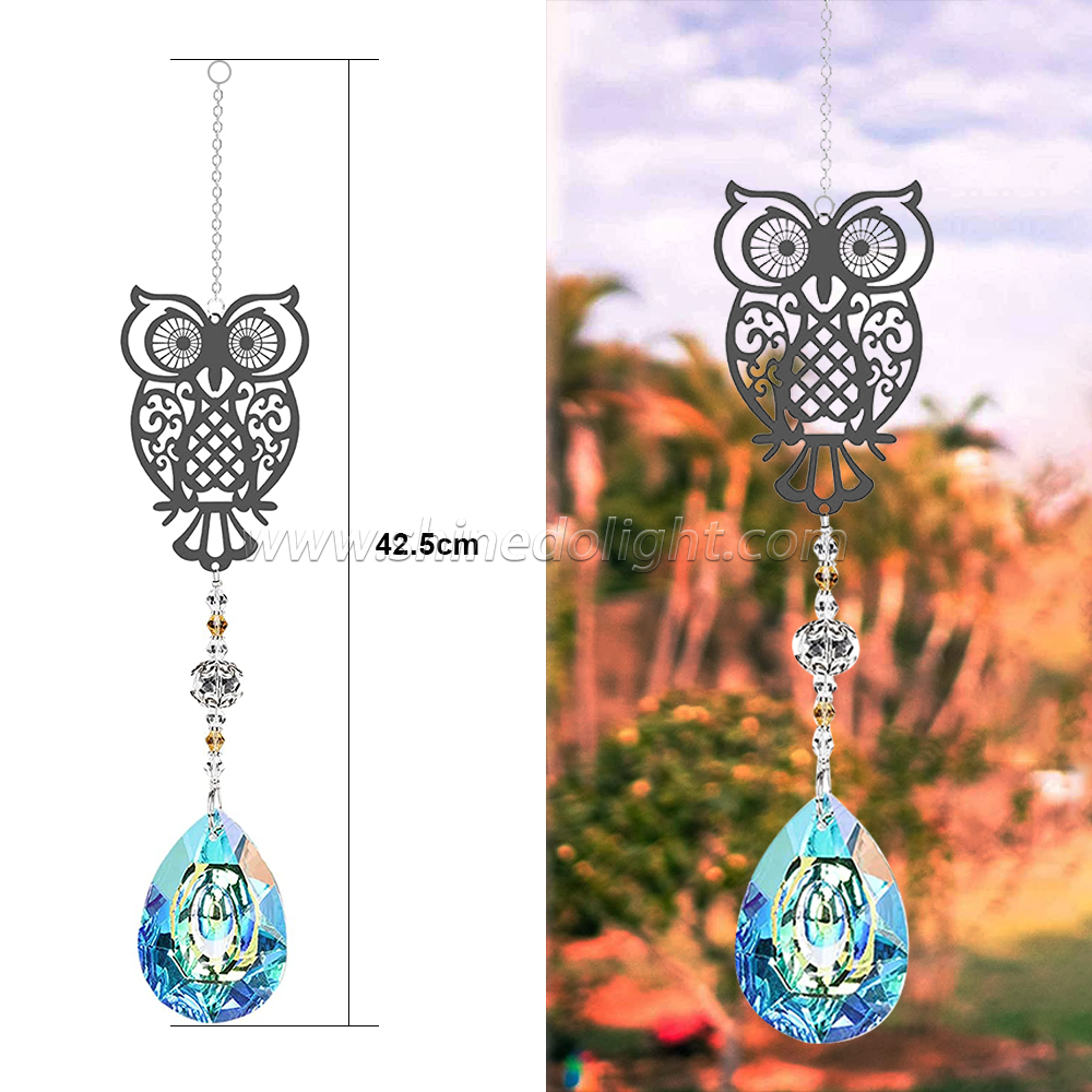 Crystal Suncatchers with Prisms Hanging Window Sun Catcher Decor Indoor Rainbow Maker Ornament Owl Prism Suncatchers