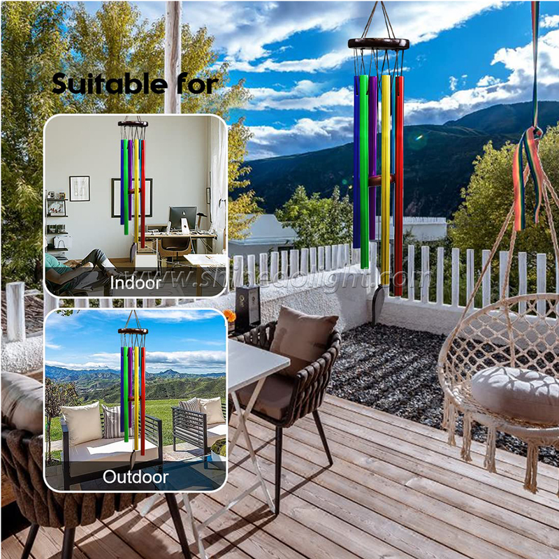 Aluminium Wind Chime with 6 Colors Tuned Tubes Memorial Wind Chime Outside and Home Decor Meaningful Gift