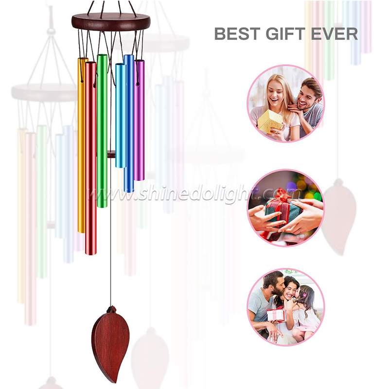 Aluminium Wind Chime with 6 Colors Tuned Tubes Memorial Wind Chime Outside and Home Decor Meaningful Gift