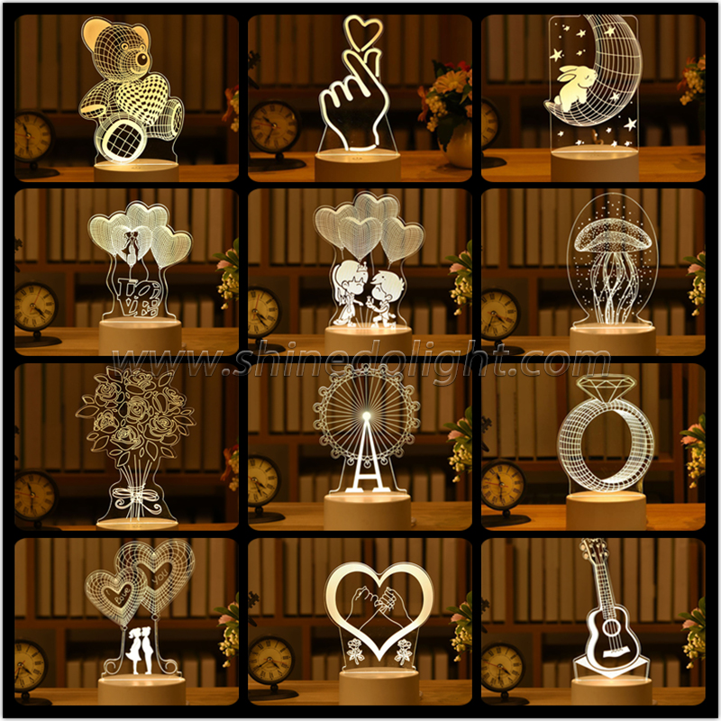 3D Led Night Light Acrylic 3D LED Touch Base with USB Cable SD-SR029