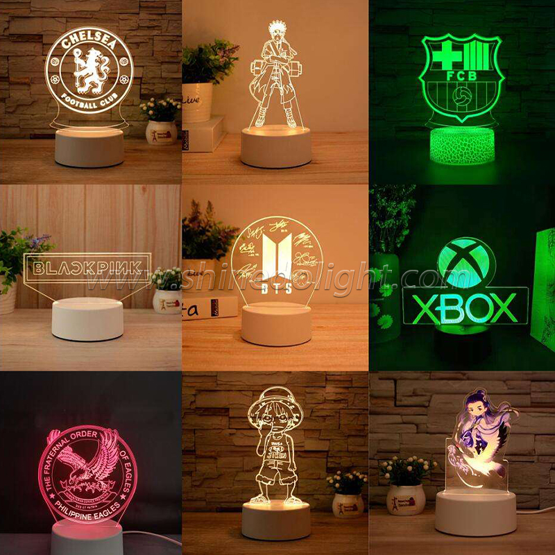 3D Led Night Light Acrylic 3D LED Touch Base with USB Cable SD-SR029