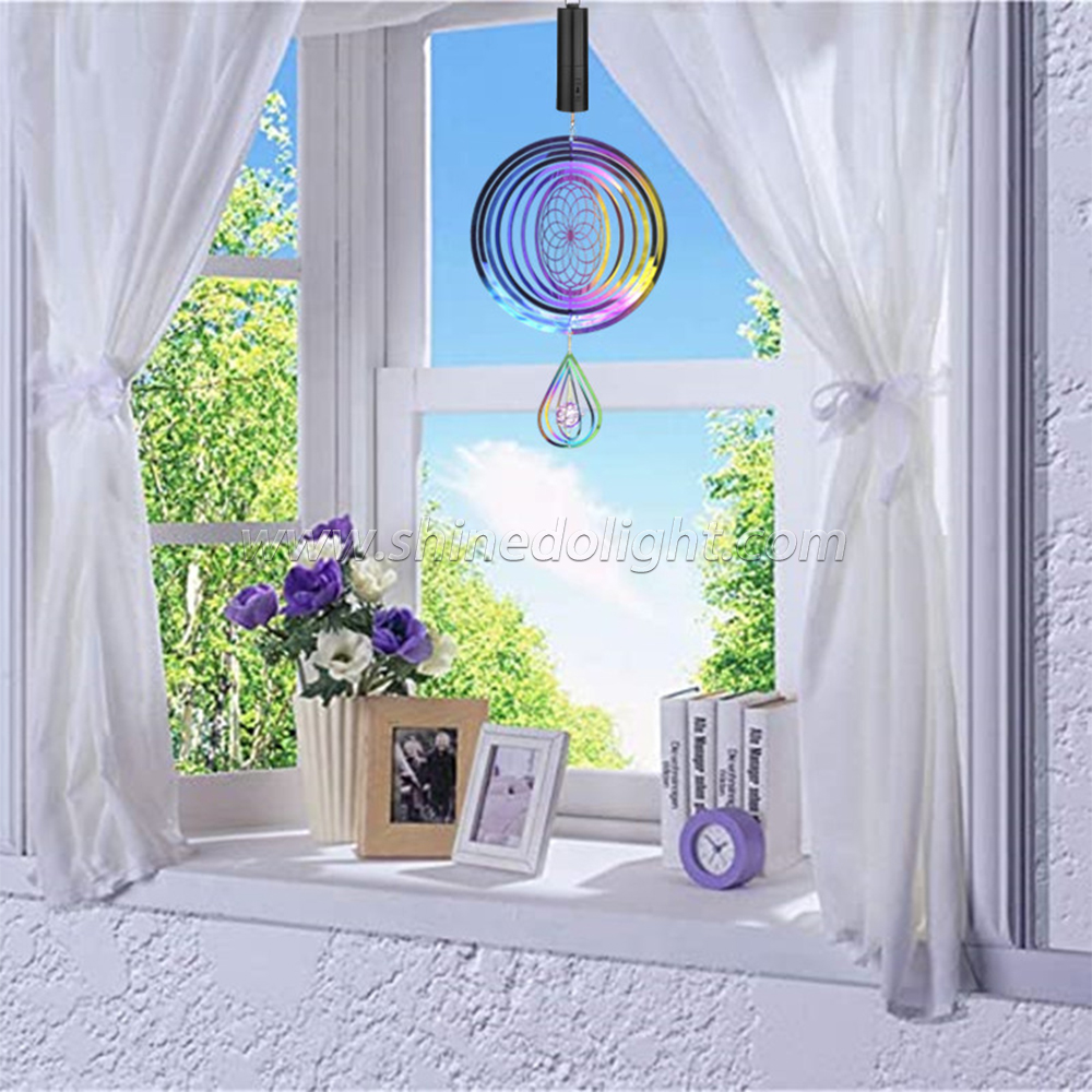 Round metal hanging colorful spiral sublimation rotary wind spinner for garden yard outdoor indoor decoration