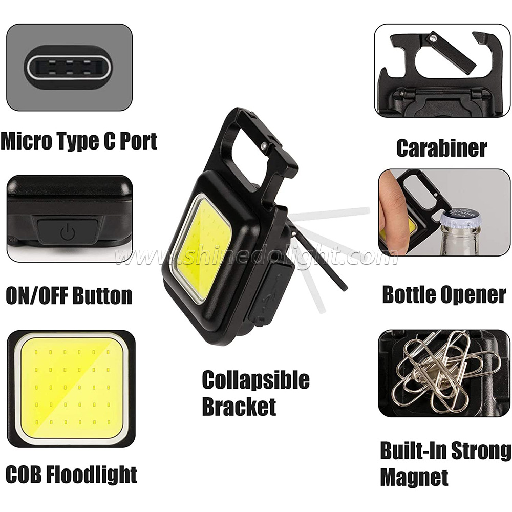 Mini 3 light Modes Bright LED light USB  Rechargeable torch Small Pocke Camping Work Keychain Flashlight Light