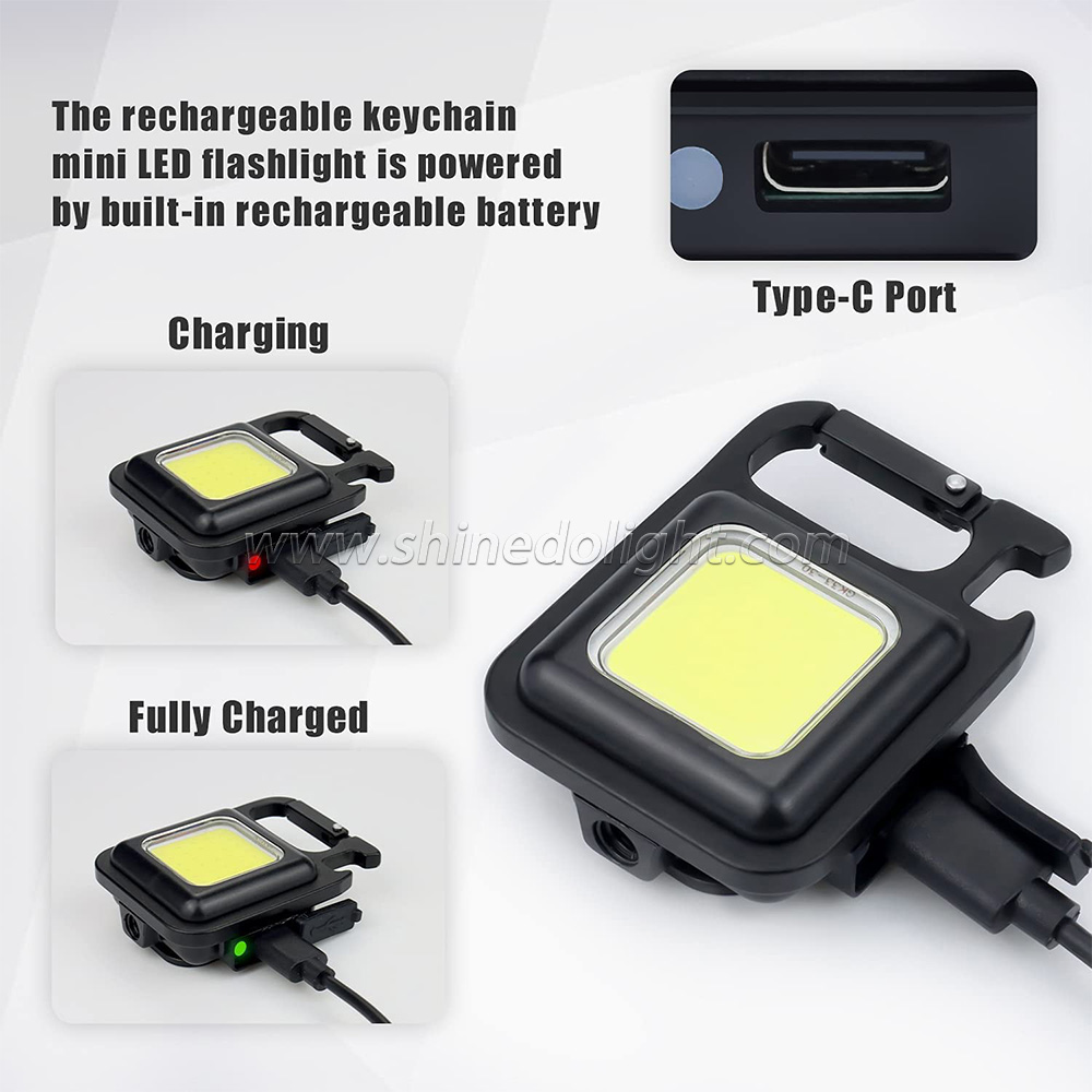 Mini 3 light Modes Bright LED light USB  Rechargeable torch Small Pocke Camping Work Keychain Flashlight Light