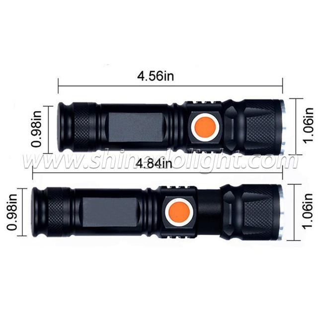 LED USB  Charge Flashlight with Stable Function, 18650 Lithium Battery Aluminium Alloy Made Tactic Flashlight