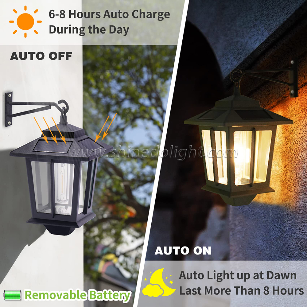 Led Outdoor Solar Wall Sconce Lantern Decorative for Porch Garage Barn