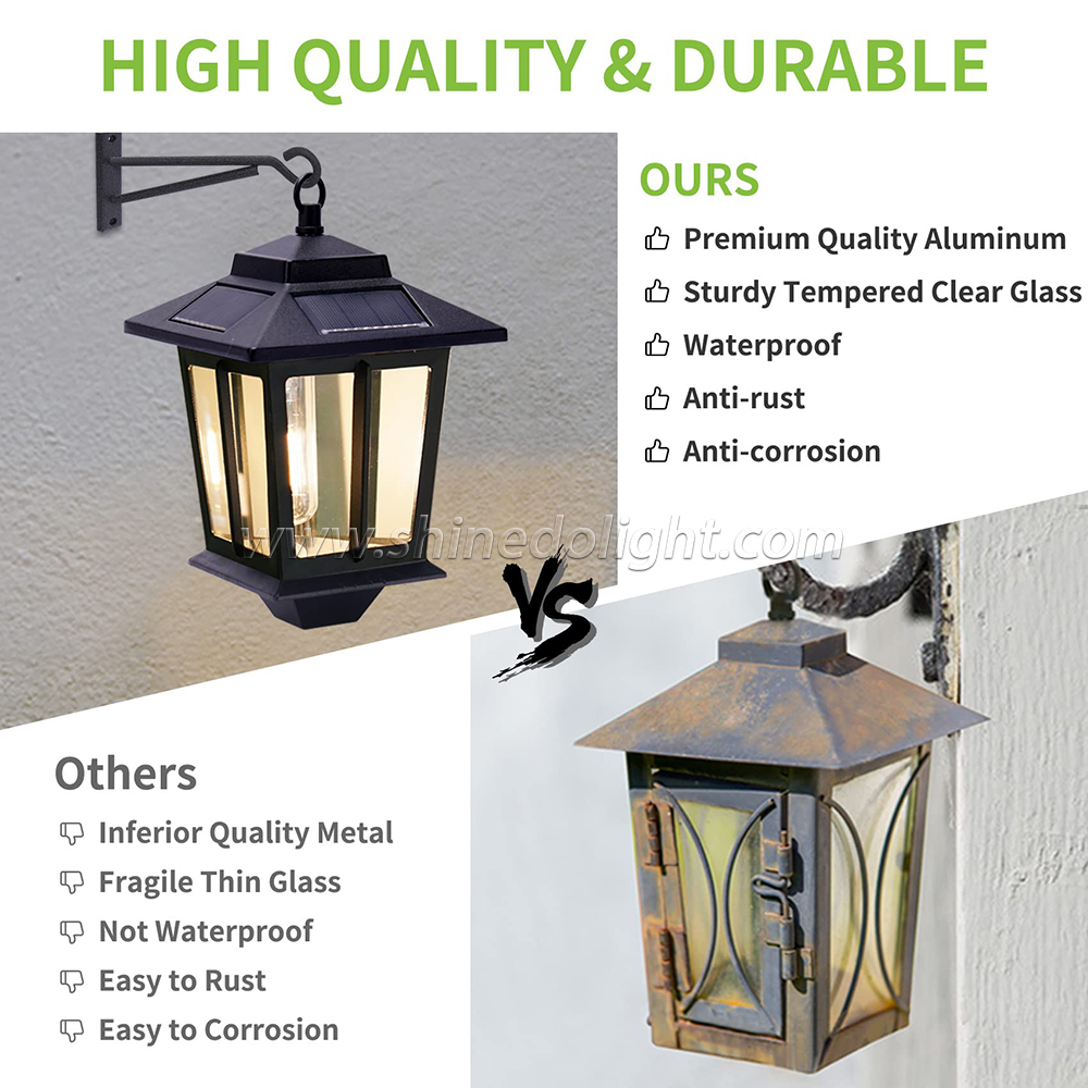 Led Outdoor Solar Wall Sconce Lantern Decorative for Porch Garage Barn