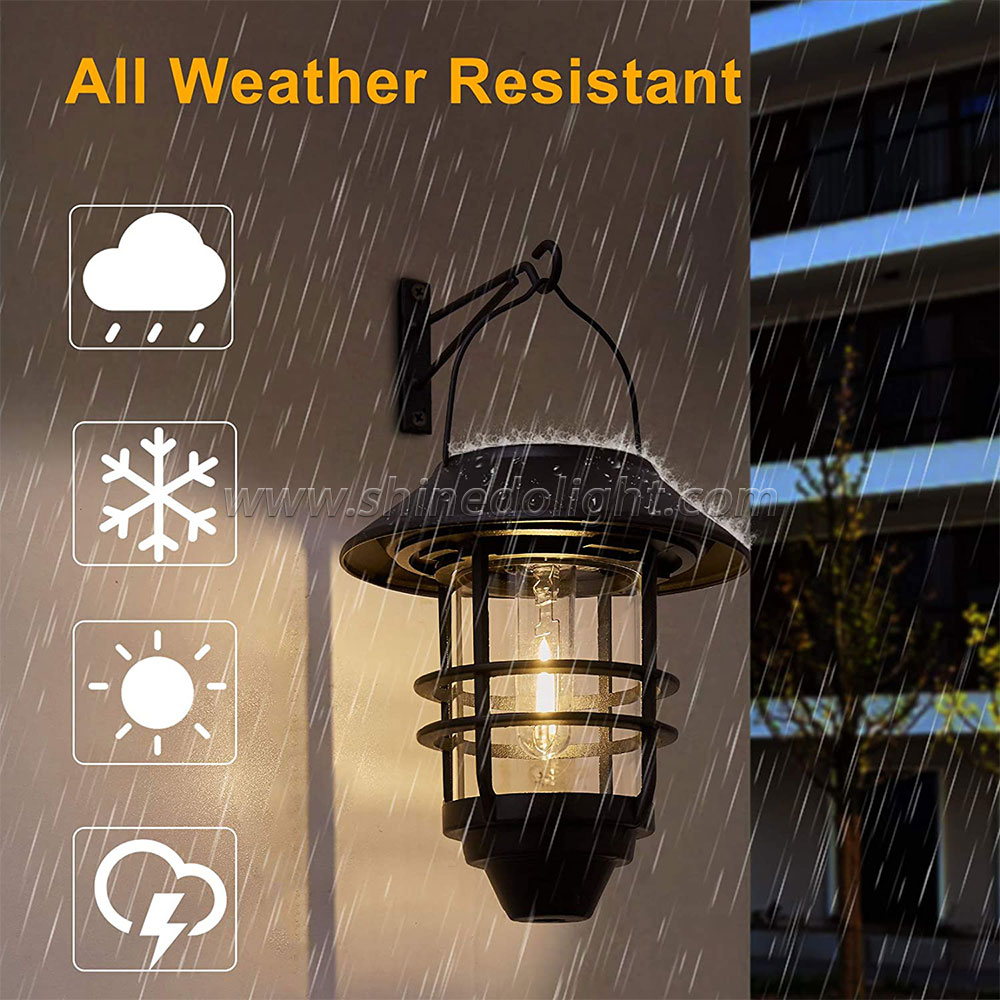 Solar Lantern Outdoor Lights, Hanging Wireless Waterproof Lantern Lights with Wall Mount Kit