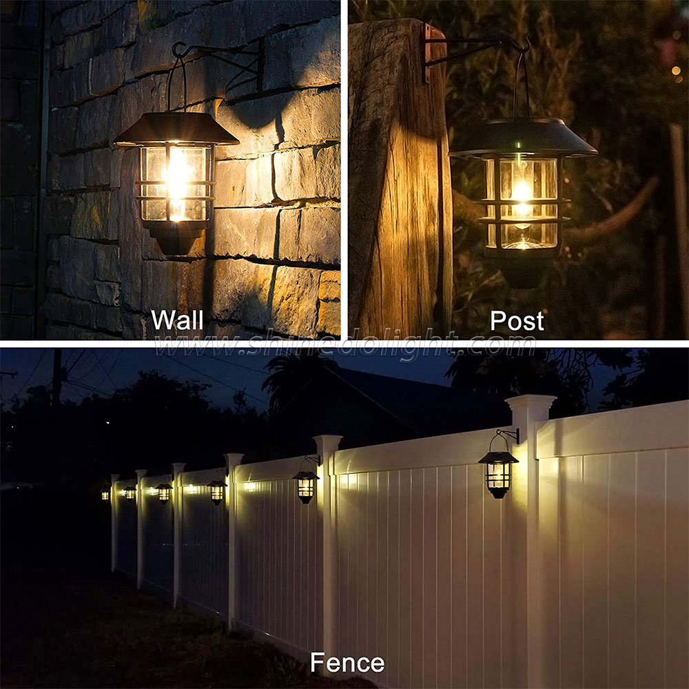 Solar Lantern Outdoor Lights, Hanging Wireless Waterproof Lantern Lights with Wall Mount Kit