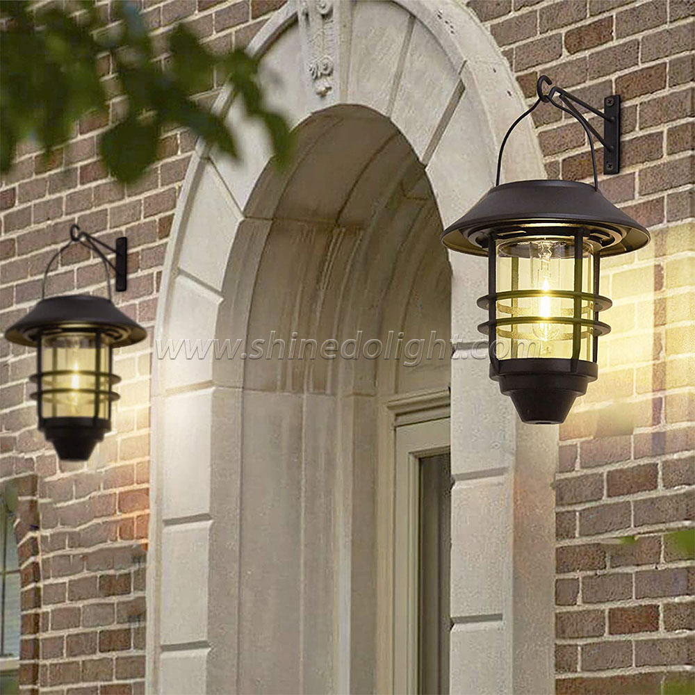 Solar Lantern Outdoor Lights, Hanging Wireless Waterproof Lantern Lights with Wall Mount Kit