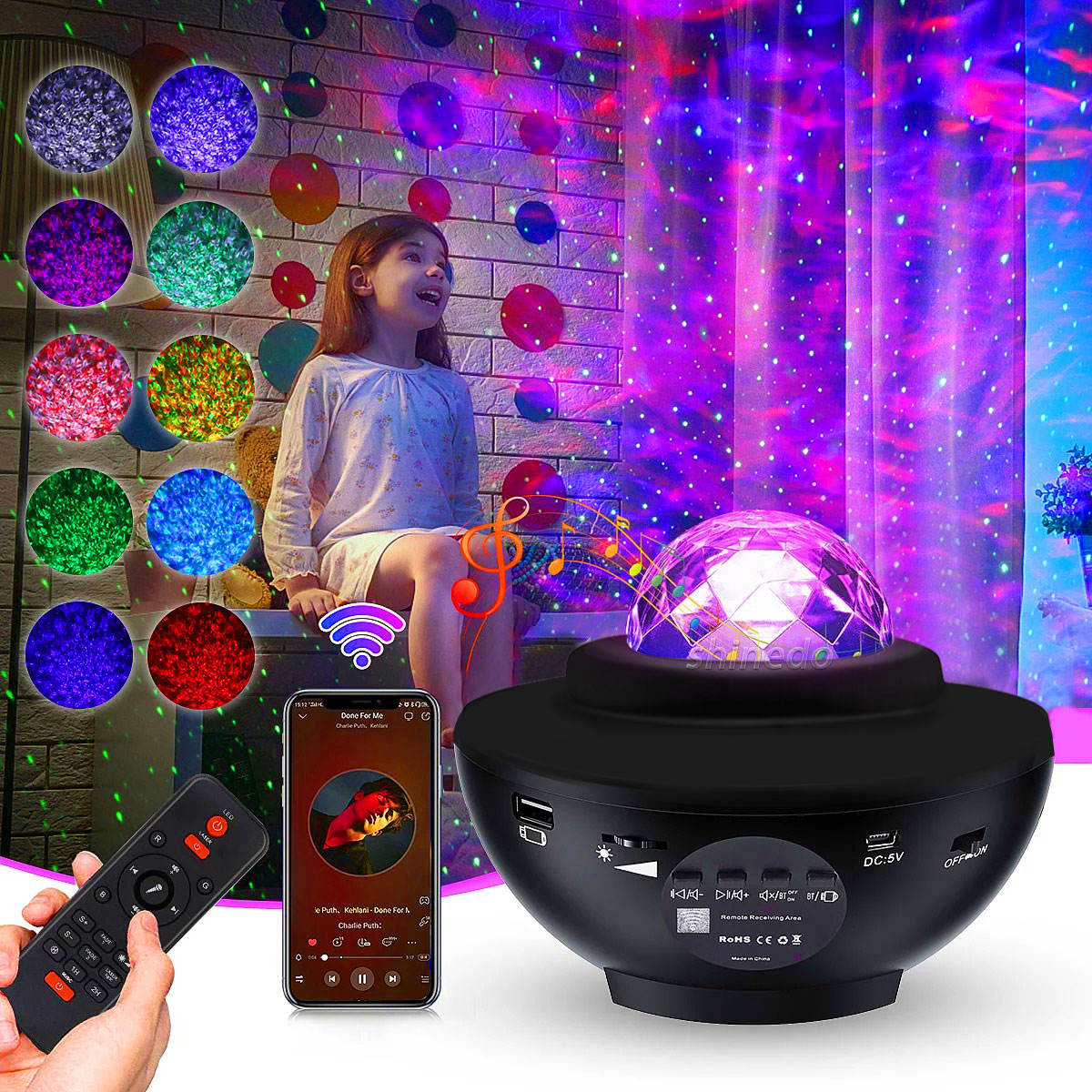 Smart Star Night Starry Projector Light, Laser Sky Star Projector BT Music Speaker Galaxy Projector With Remote Control