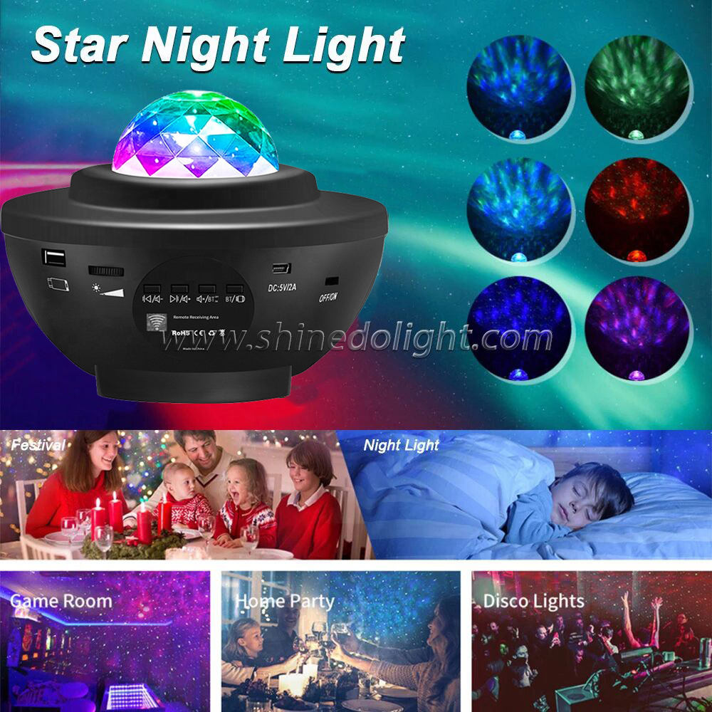 Smart Star Night Starry Projector Light, Laser Sky Star Projector BT Music Speaker Galaxy Projector With Remote Control