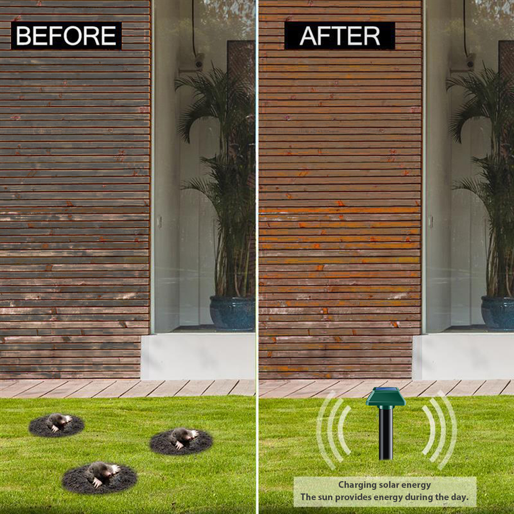 Outdoor Ultrasonic Spikes Waterproof Sonic Ultrasonic Gopher Mole Solar Repellent for Garden