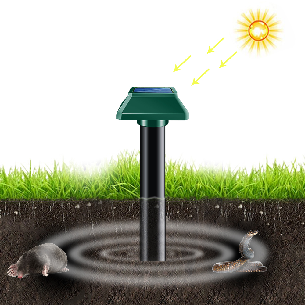 Outdoor Ultrasonic Spikes Waterproof Sonic Ultrasonic Gopher Mole Solar Repellent for Garden