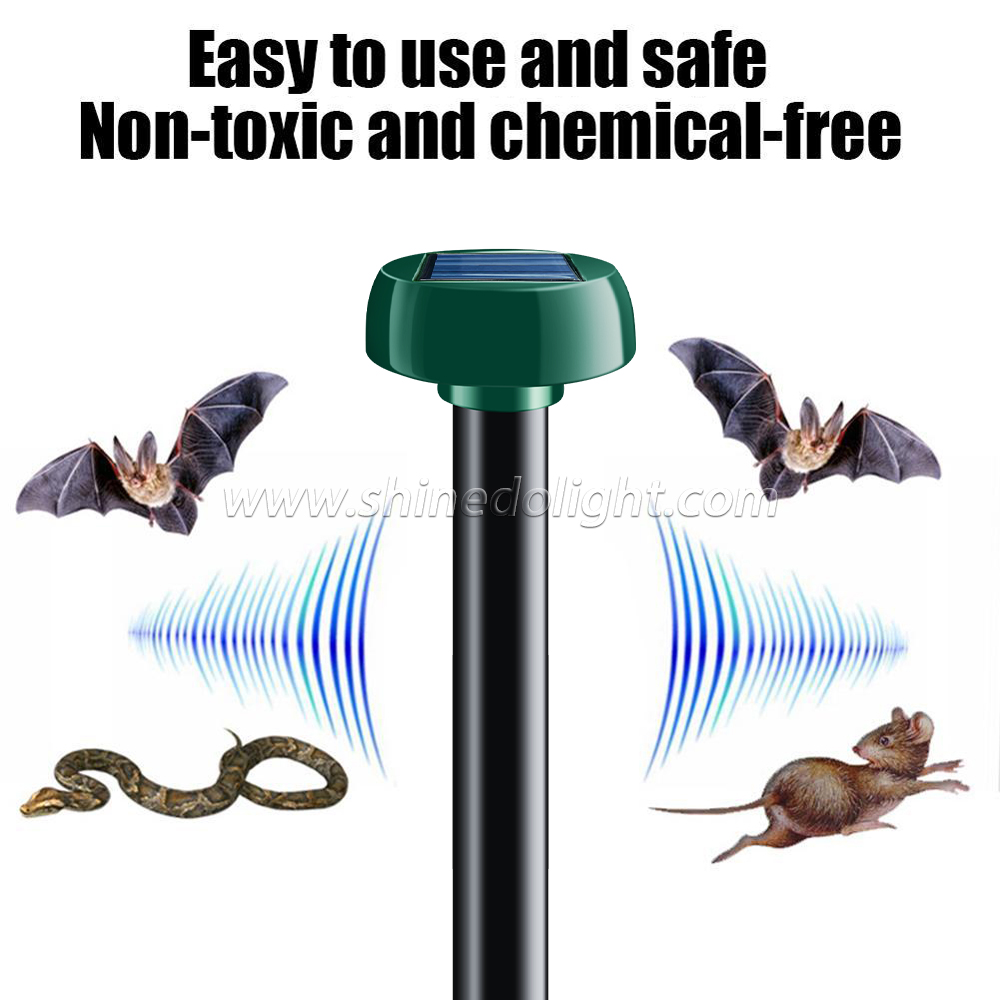 Solar Mole Repellent Ultrasonic Groundhog Repeller Snake Rodent Gopher Spikes Chaser Pest Control for Lawn Garden