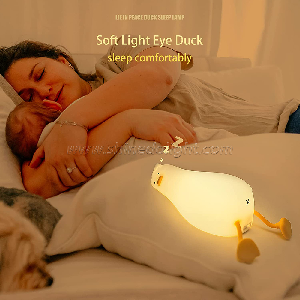 Cute Duck LED Night Light USB Rechargeable Dimming Touch Silicone Table Lamp Atmosphere Bedroom Baby Night Light