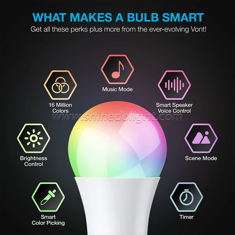 Smart home lights graffiti wifi bluetooth dimming color rgb remote control alexa voice smart bulbs led bulb