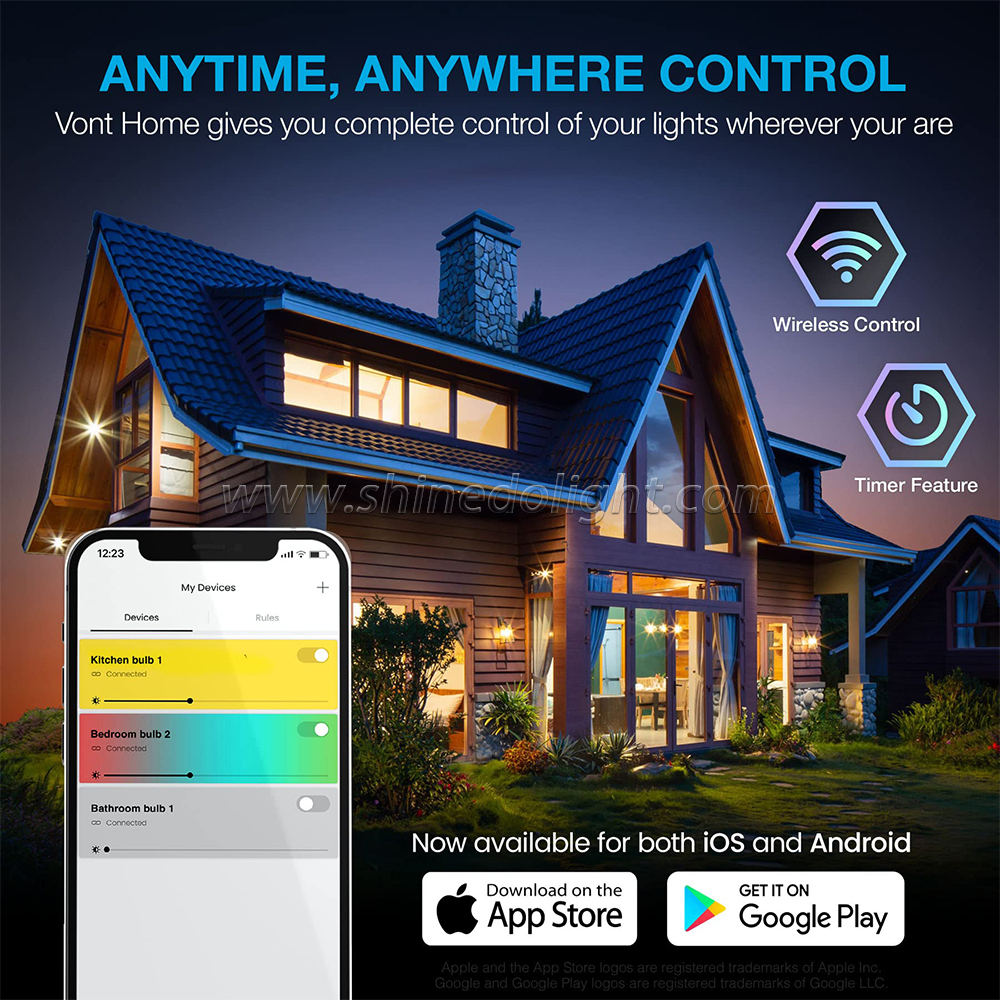 Smart home lights graffiti wifi bluetooth dimming color rgb remote control alexa voice smart bulbs led bulb