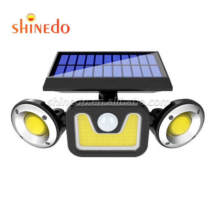 Waterproof Outdoor Motion SensorThree Heads Solar Security Lights Powered PIR Sensor Light