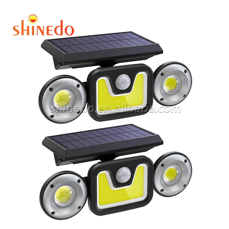 Waterproof Outdoor Motion SensorThree Heads Solar Security Lights Powered PIR Sensor Light