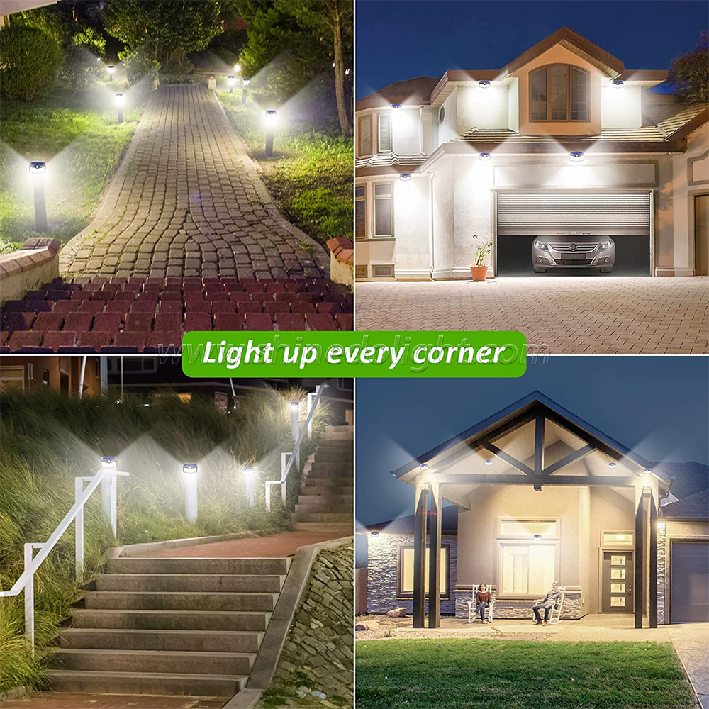 4 Sides Solar Garden Light, Motion Sensor Wall 100 LED Lights Waterproof Outdoor Backyard Solar Light