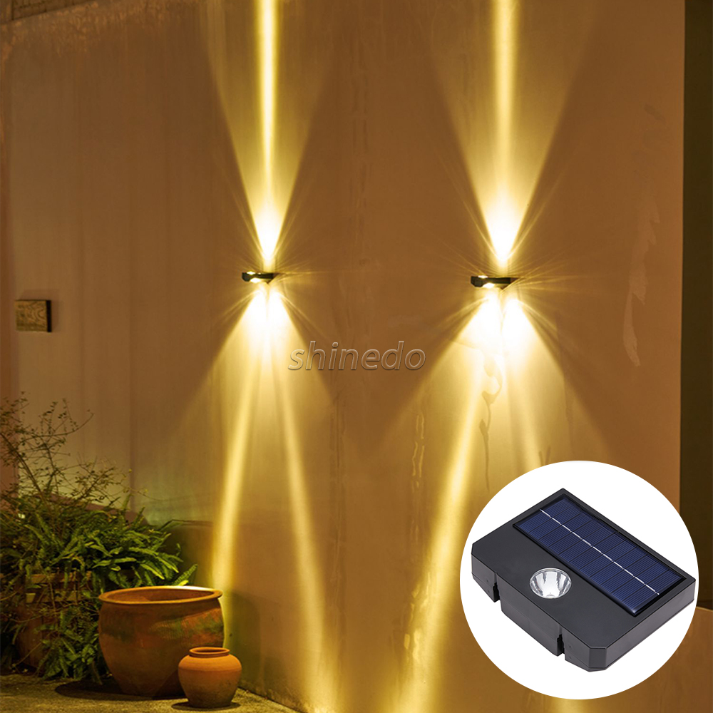 Solar Fence Lights LED  Outdoor IP65 Waterproof 2 Lighting Modes Solar Wall Lights for Backyard Garden Garage and Pathway