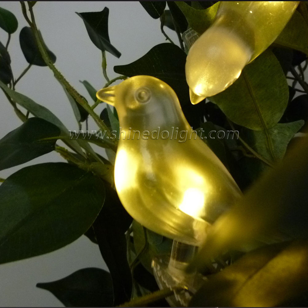 Custom holiday decoration 5 pcs led plastic solar string light bird Light decoration lights SD-SSL041