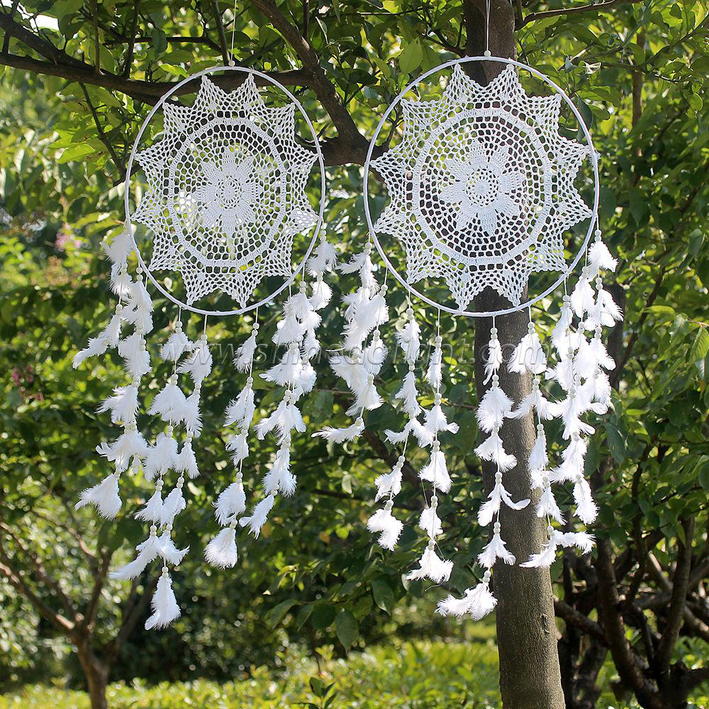 White wreath feather dream catcher for bedroom home window decoration SD-SW183