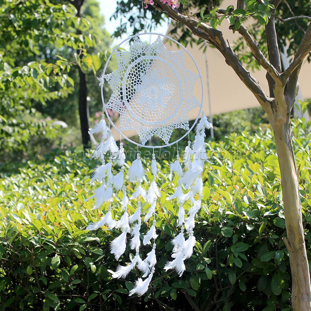 White wreath feather dream catcher for bedroom home window decoration SD-SW183