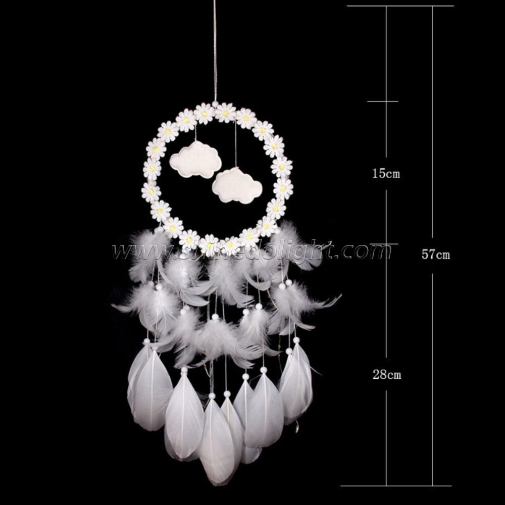 White wreath tassel feather Dreamer LED Dream catcher SD-SW196