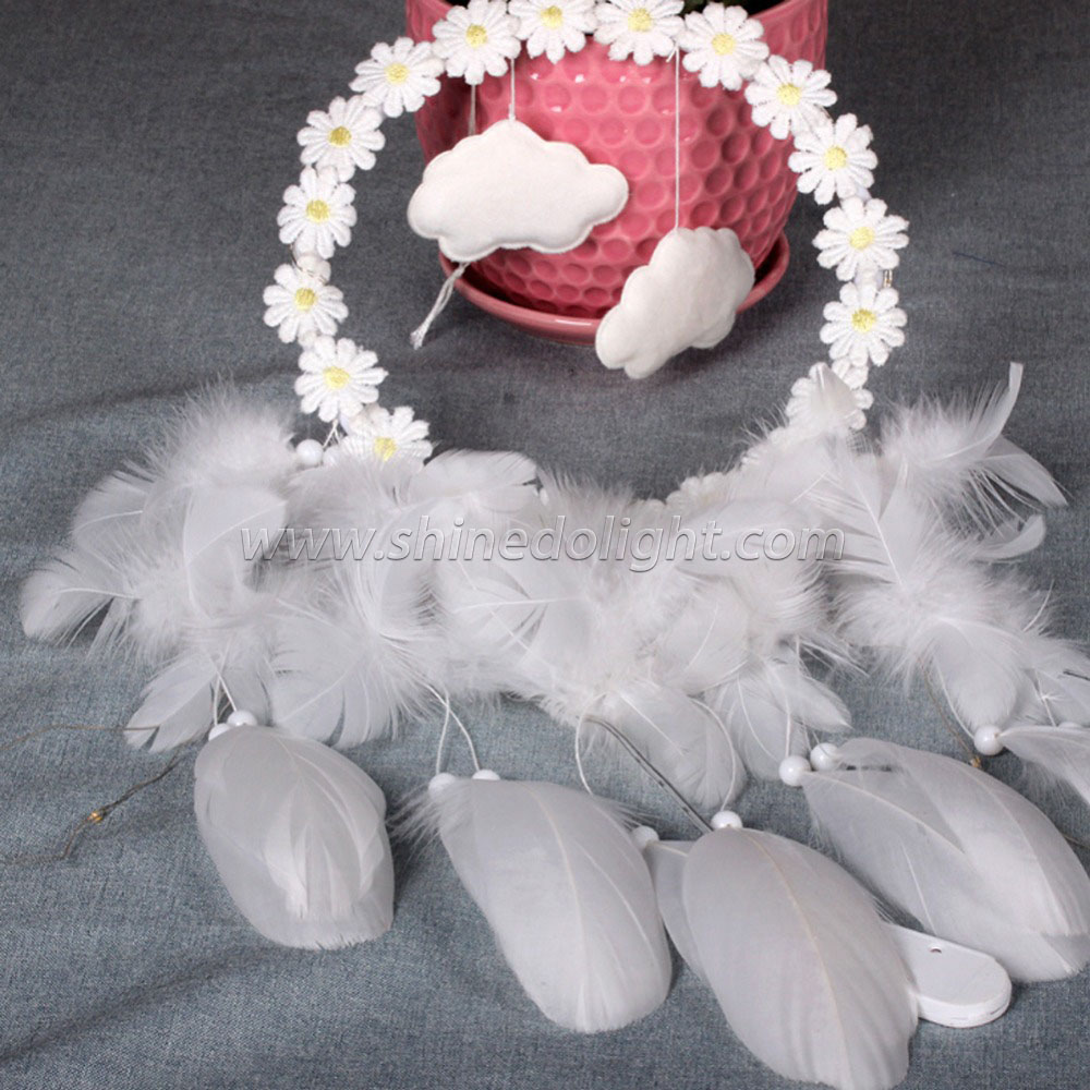 White wreath tassel feather Dreamer LED Dream catcher SD-SW196