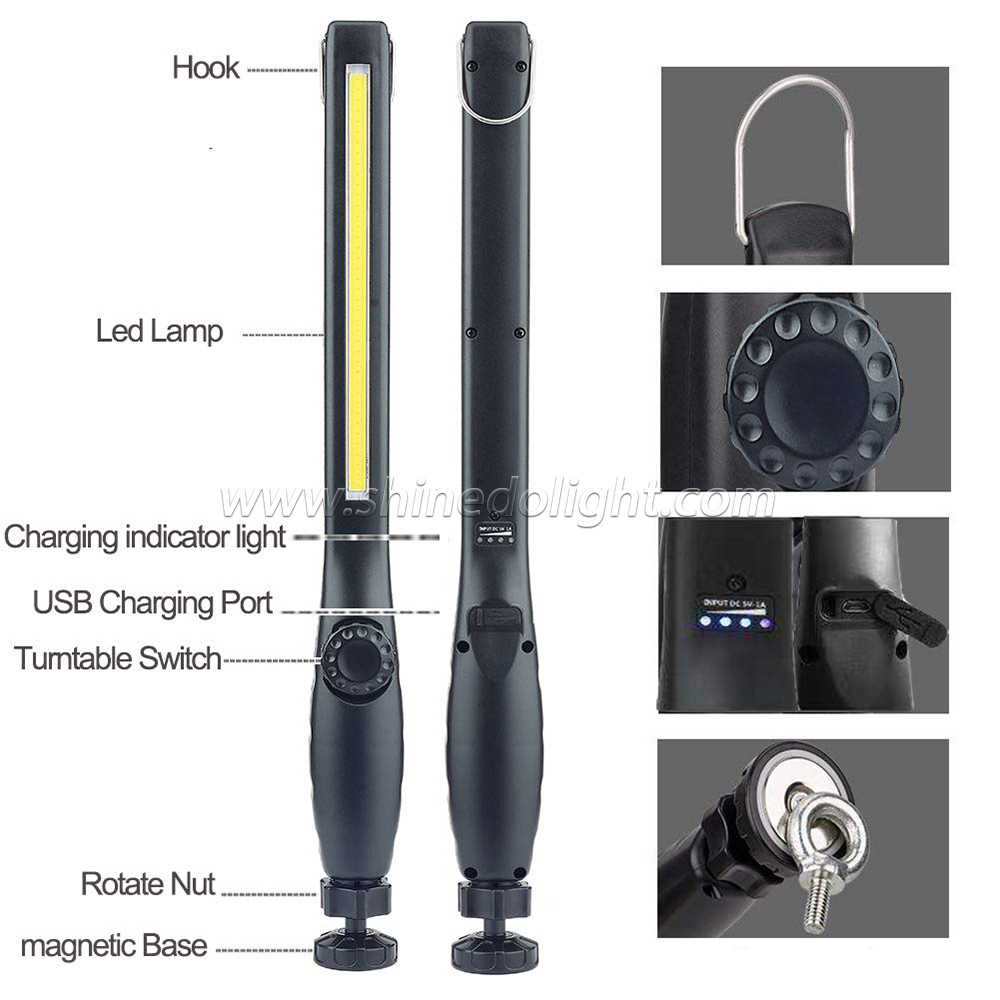 LED working light rechargeable hook flashlight SD-SW891
