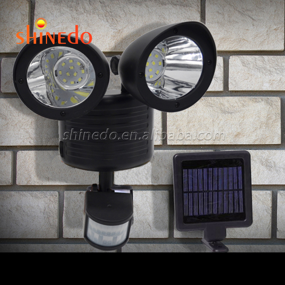 Solar Motion Sensor Security Wall Light IP65 22 LED Adjustable Double Head for Garden Wall PIR Detector Lighting SD-SSE22